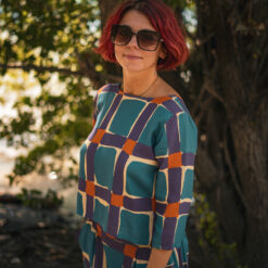 Alternative view of Top Vivi géométrique bleu