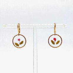 Alternative view of Boucles d'oreilles fleur rose