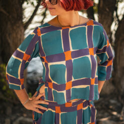 Top Vivi géométrique bleu