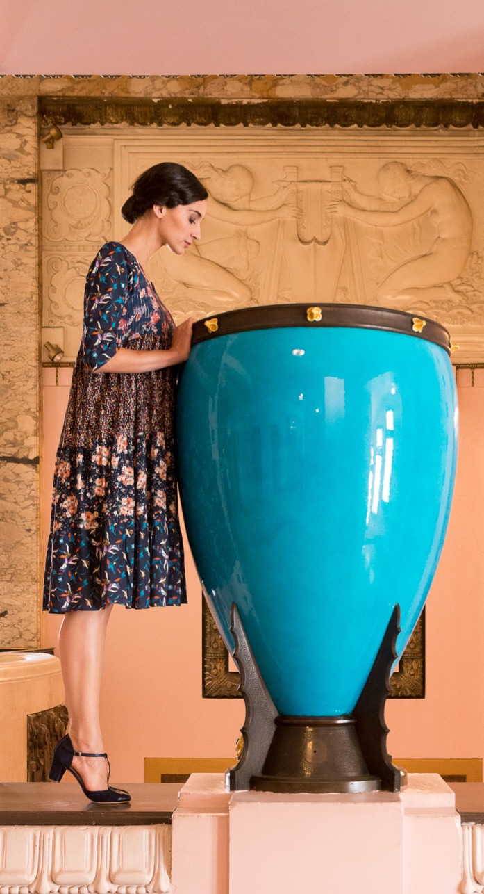 Robe Roma lurex marine