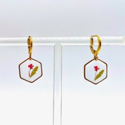 Boucles d'oreilles fleur rose