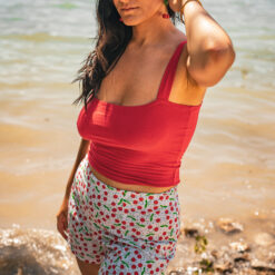 Top Suzanne en jersey rouge