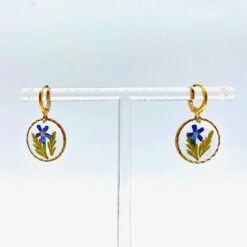 Boucles d'oreilles fleur bleu