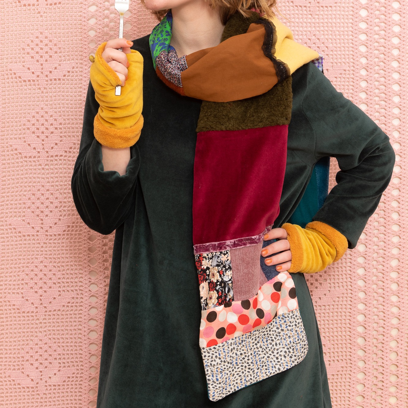 Écharpe Patch Viscose Kaki