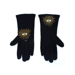 Gants Noir Cœur Brodé