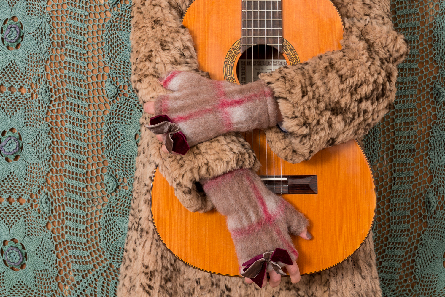 Mitaine Amulette laine feutre camel