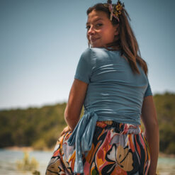 Alternative view of Top Perle en jersey bleu